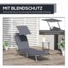 Foldable Sun Lounger, Garden Lounger with Sunshade, Beach Lounger, with 4-position Adjustable Backrest,  Suitable for Garden, Balcony and Pool, Gray
