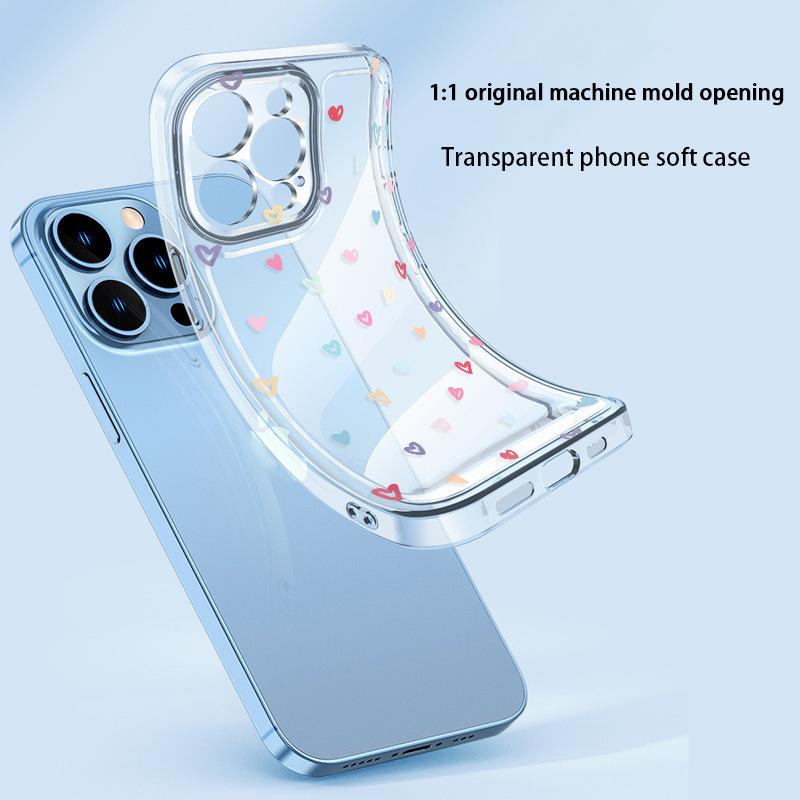 Ins Color Love Apple Phone Case iPhone17Pro High Value Ultra-thin Anti-drop Transparent Phone Case