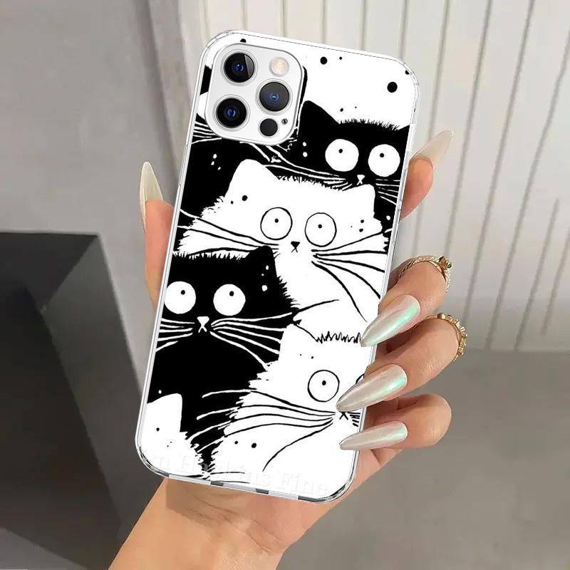 Cat Cute Kitten Cartoon Phone Case for Iphone 17 Air 16 15 Plus 14 13 Mini 12 11 Pro Max 16E 7 8 SE 2020 Soft Funda Print Shell