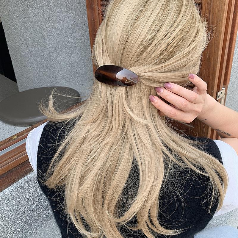 *Korean Vintage Acetate Ponytail Hair Clips French Clip Large Size Oval Geometric Hairpin For Women Girls Headwear Accessories
