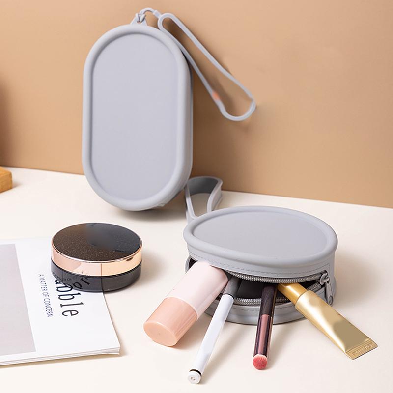 Portable Silicone Coin Purse Waterproof Zipper Travel Pouch Large Capacity Solid Color Earphone Bag Students