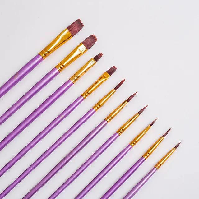 Useful New 10pcs Professional Painting Brushes Watercolor Gouache Brushes Round Head Painting Brush Set Art Supplies