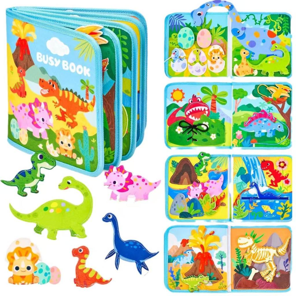 Dinosaur Animal Farm Quiet Book for Early Childhood Education