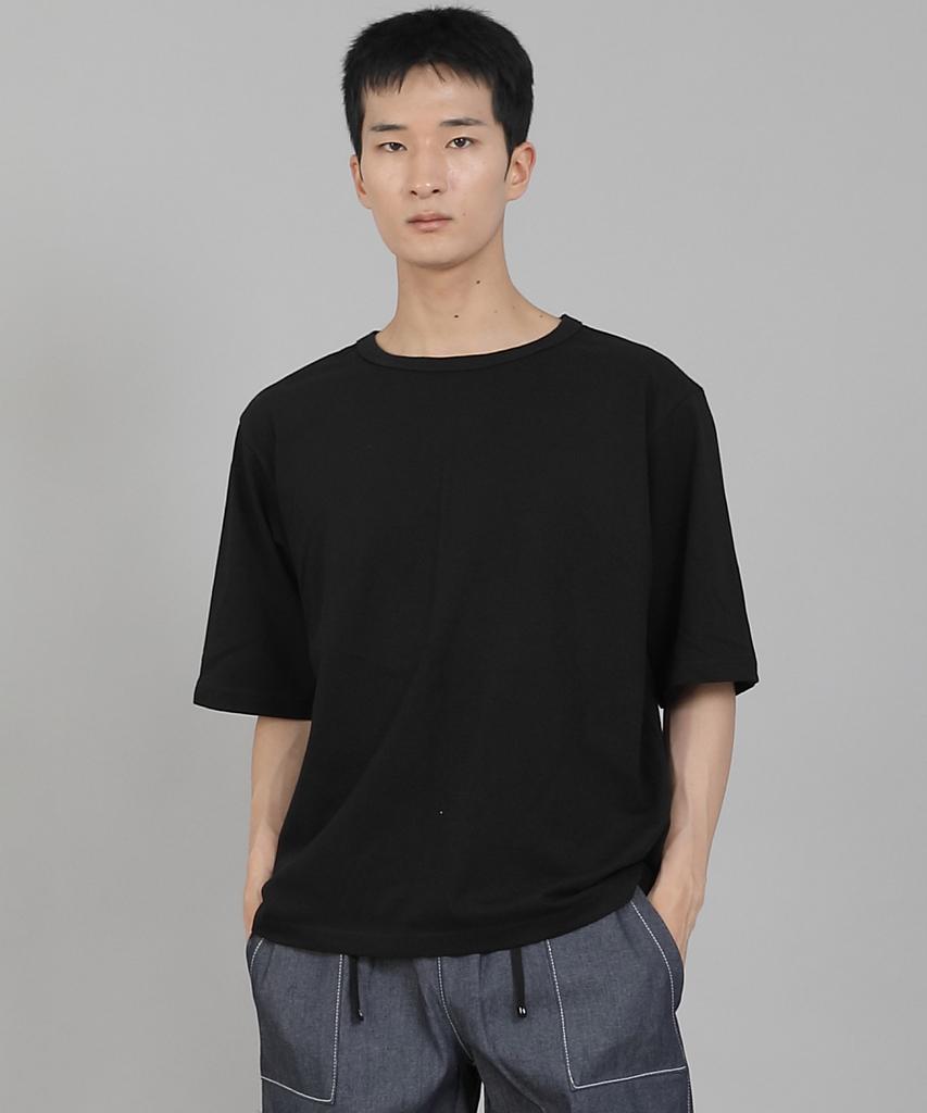 Seinteukeulu Plain R-Neck Half-Sleeve T-Shirt Rhr-896 Black
