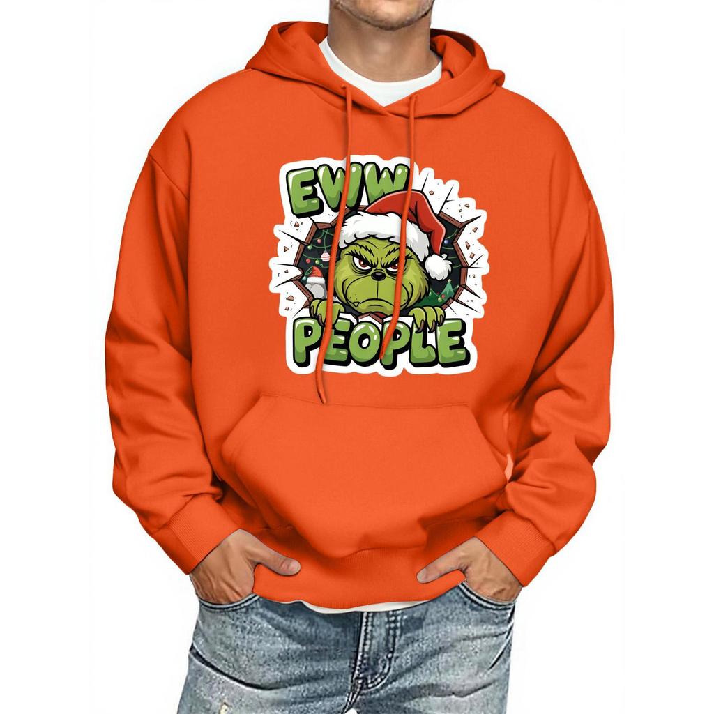 Men's Print Hooded Sweatshirt Long-Sleeve Casual Pullover Hoodie Hooded Sweatshirt