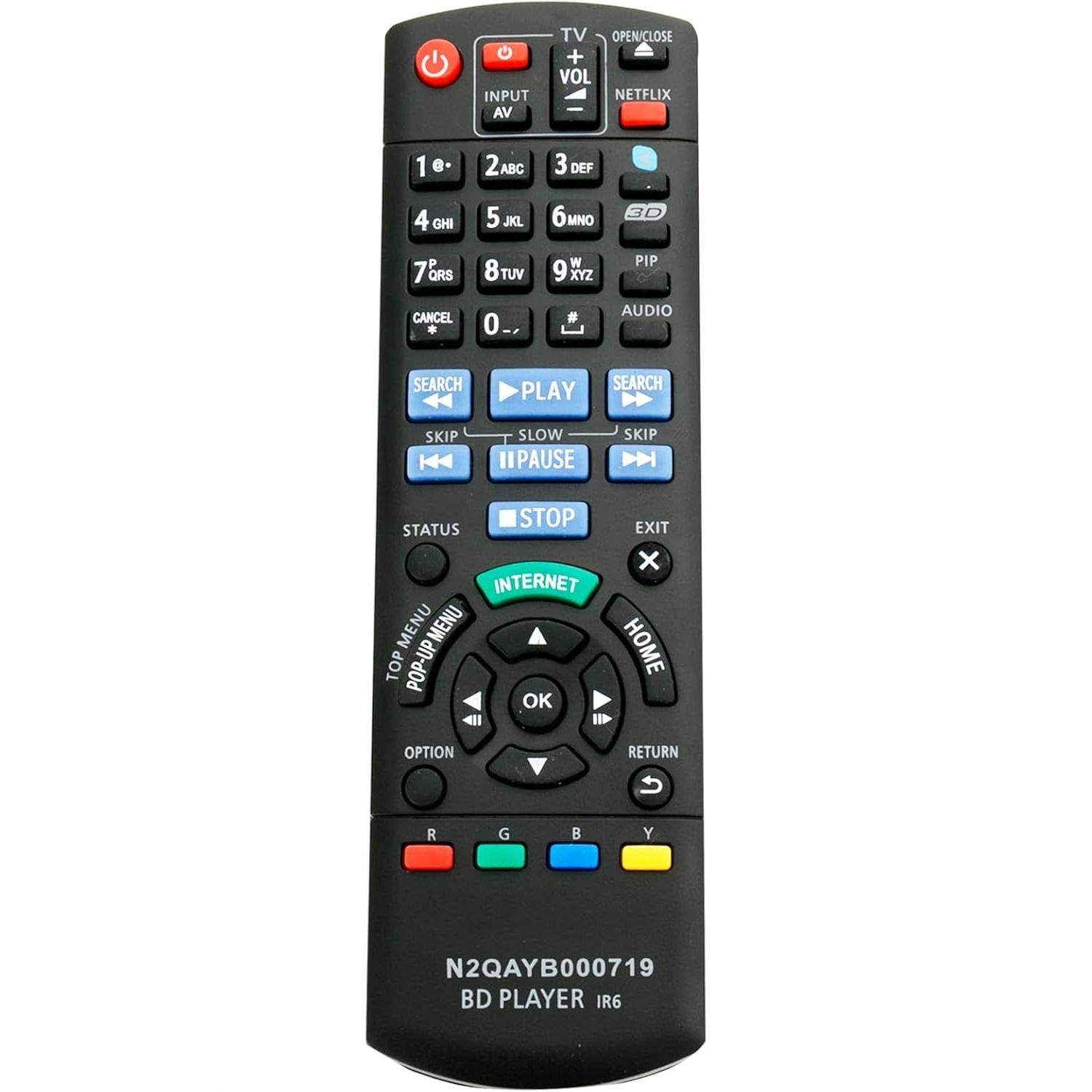 N2QAYB000719 Remote Control Commander Use for Panasonic Blu-ray Player DMP-BDT120 DMP-BDT220 DMP-BDT220P DMP-BDT220CP чёрный