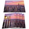 Ensemble de sets de table Imprimé Skyline de New York, Sets de table Paysage Urbain, Sets de table Lavables pour Table à Manger pour Mariage Fête de Fête Décor de Cuisine