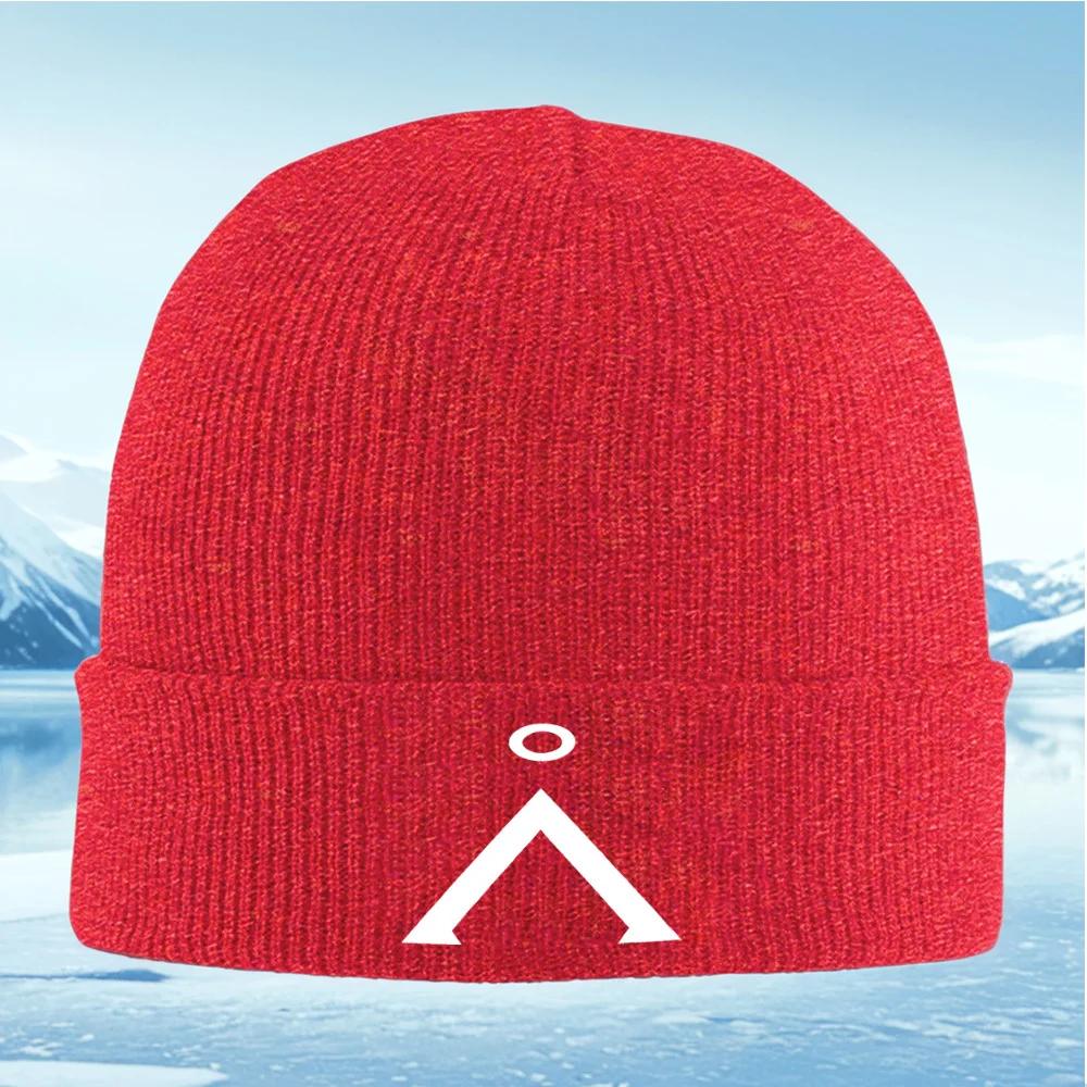 Arrow halo shapeupward open white design Knitted Hat Unisex Women Unisex Beanie Pullover Cap Winter Thermal Warm Christmas Outdoo