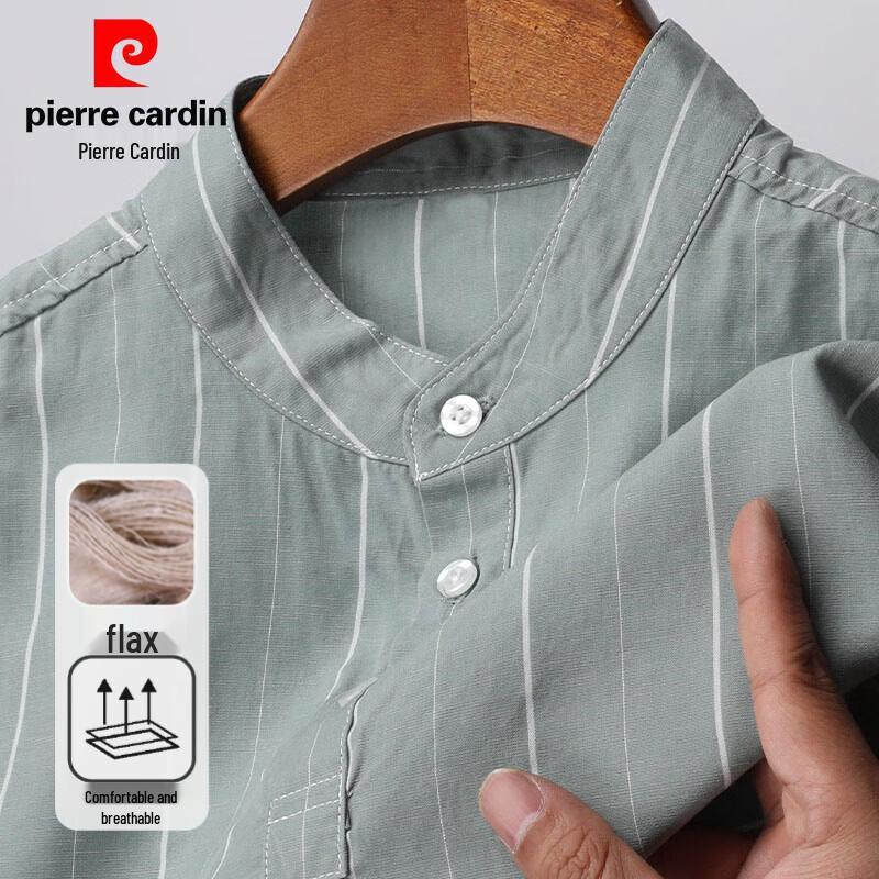 

Pierre Cardin Men s Linen Blend Stand Collar T-Shirt XL