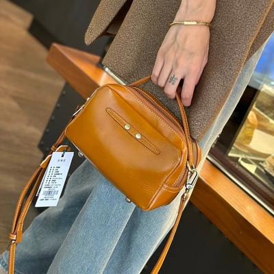 Echtes Leder Handtasche Damen Nischenmode Kleine Quadratische Tasche Retro Kleine Kissentasche Damen Umhängetasche Damentasche