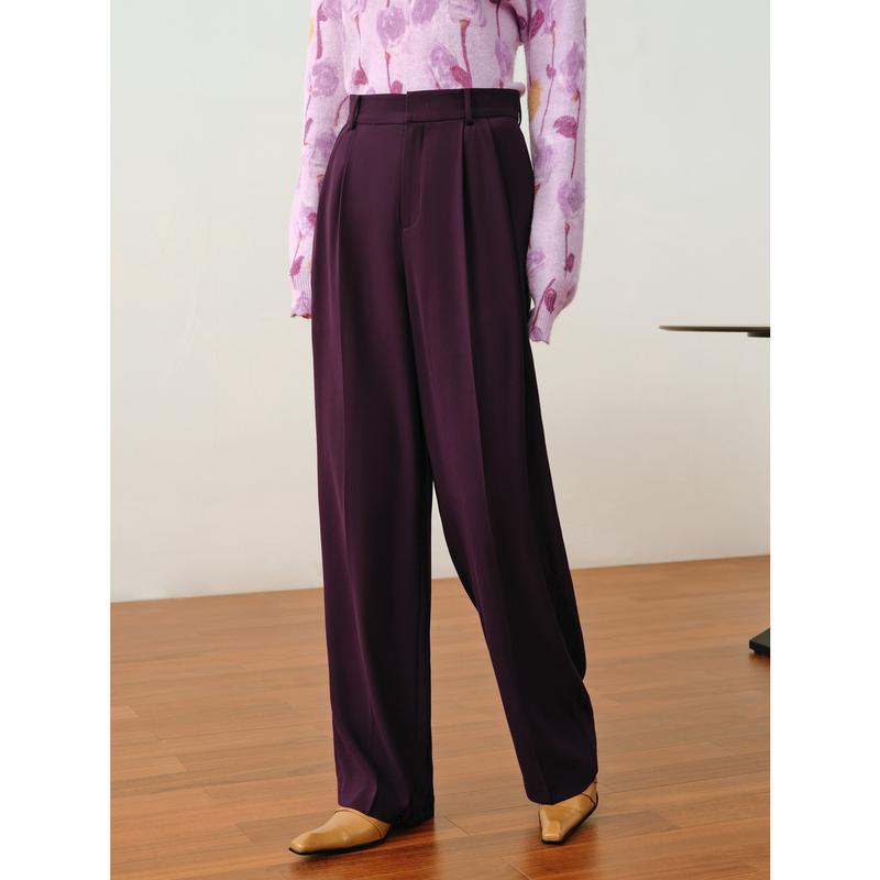 Jiuzi Anna Kou Commuting OL Style Aging Free Straight Leg Pants Acetate Long Casual Western Pants Women's Autumn New Style