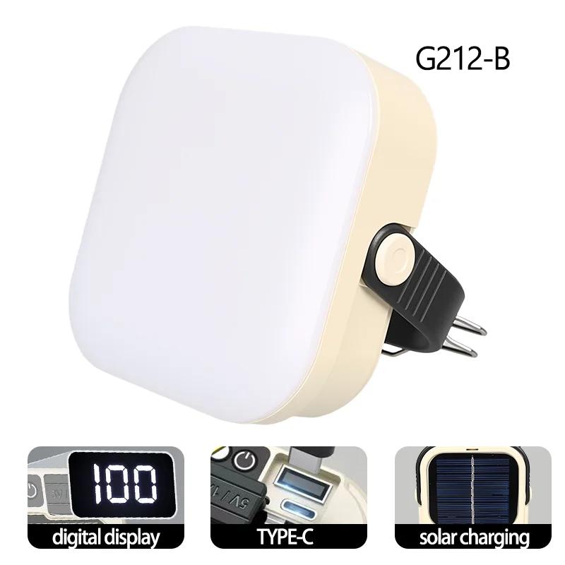 Solar Camping Lights 12 Modes Type C Rechargeable Lamp Outdoor Hanging Light Portable Fill Lantern Work Maintenance Lighting