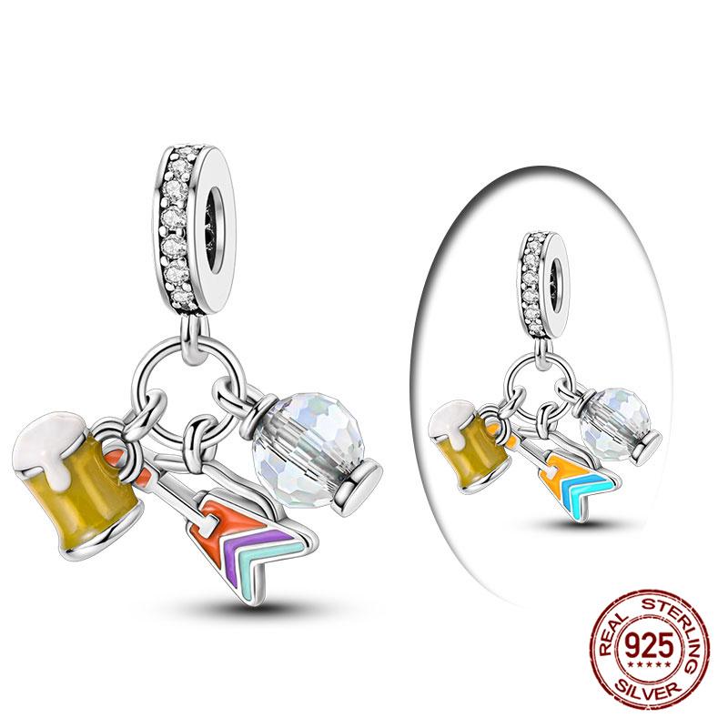 Fit Originalbracelet Cute Cake Beaded Afternoon Tea-Heart Shaped Donut Charms Diy Jewelry Making Women Giftcopper