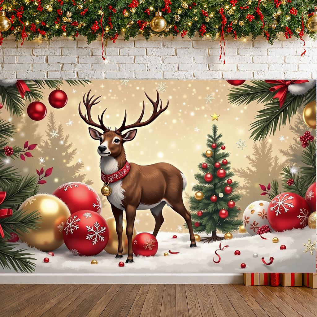 Christmas Ornament Red Ornaments Christmas Banner Reindeer Banner Reindeer Design Christmas Decor For Festive Display New Year
