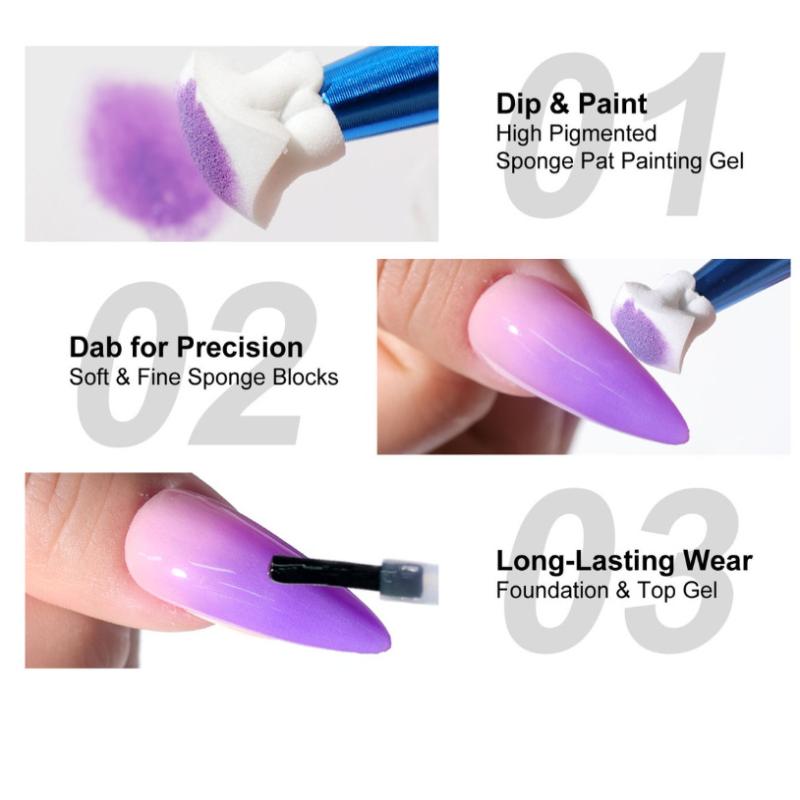 Colorful Square Nail Sponge Set Gradient Nails Brush Soft Mini Nails Smudge Tool Diy Manicure Makeup Sponge With Grabbing Pen