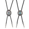 Adjustable Western Bolo Tie Necktie For Men Women With Turquoises Stone Flower Pendant Necklace Cowboy Rodeos Accessory