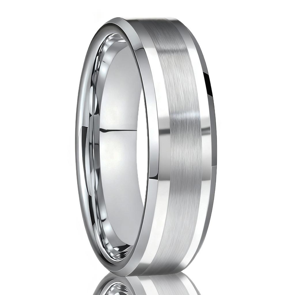 8MM/6MM Silver Tungsten Ring Anillos Bague Homme Pareja De Compromiso  Jewelry Men's Wedding Bands Couple Engagement Ring