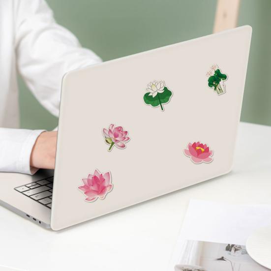 50 Stück Scrapbooking-Aufkleber, entzückender selbstklebender Lotus-Aufkleber ohne Rückstände, für Laptop, Telefonabdeckung, Schulbedarf