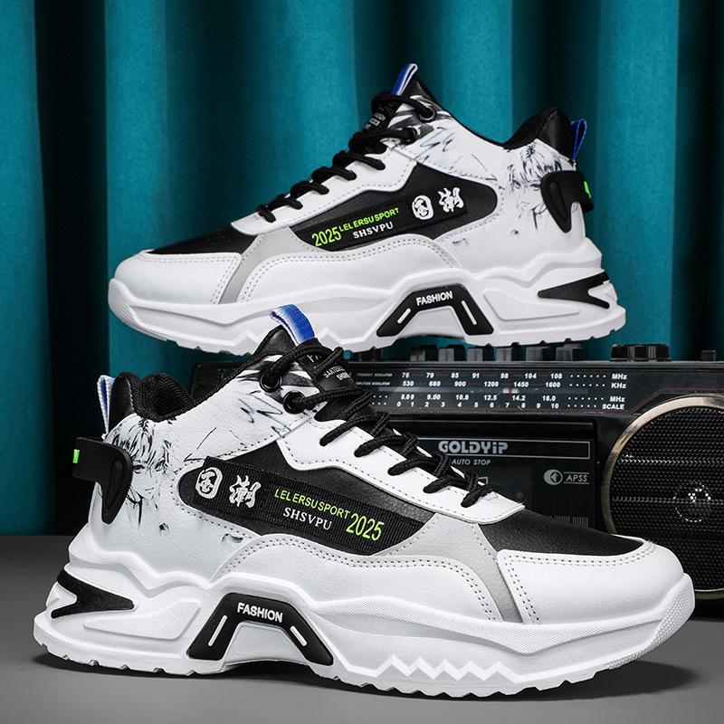 Autumn Men's Shoes 2025 New Youth Leisure Sports Platform Running Height Increase Wear-resistant Students Middle Help Dad Shoes