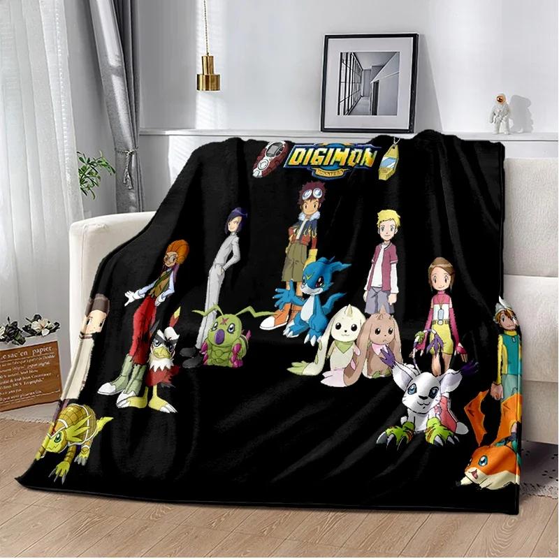 Japane Cartoon D-Digimon Throws Blanket Sofa Hiking Picnic Super Soft Quilt Bed Thermal Cute Anime Flannel Blanket Birthday Gift