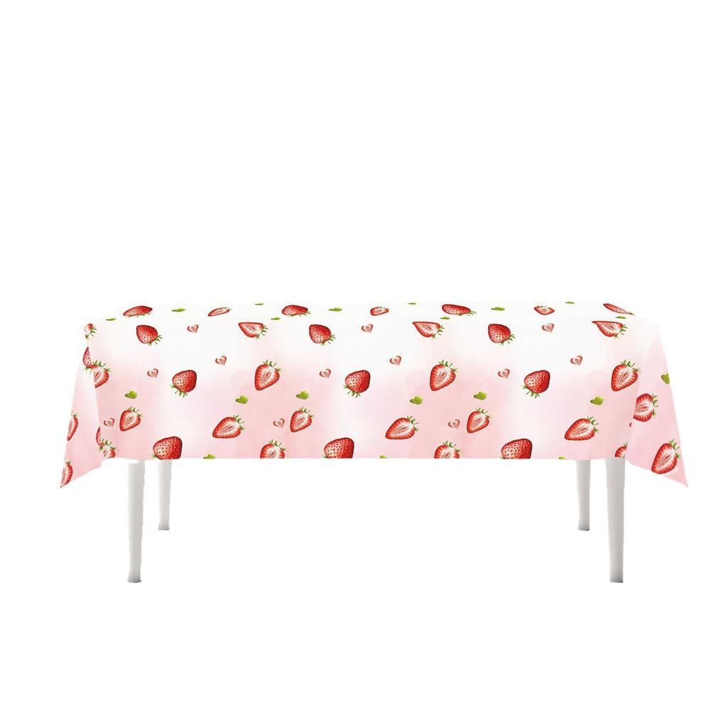 Strawberry Theme Party Tableware Set: Disposable Plates, Napkins, Cups, and Tablecloth