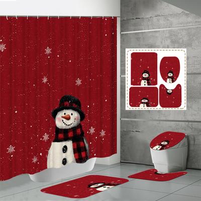 4 STÜCKE Duschvorhangsets Mit Duschvorhang Und Teppichen Toilettendeckelteppich U-Form Matte Und Badematte Badezimmerset Mit 12 Haken