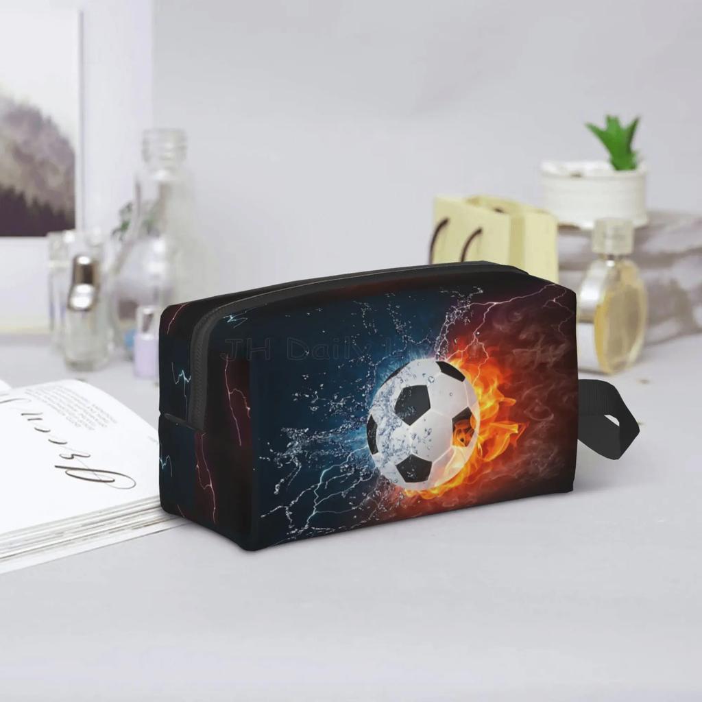 Voetbal Voetbal Bal Kunst Patroon Opbergtassen voor Mannen Vrouwen Draagbare Make-up Cosmetische Tas Grote Capaciteit Reisopbergorganizer