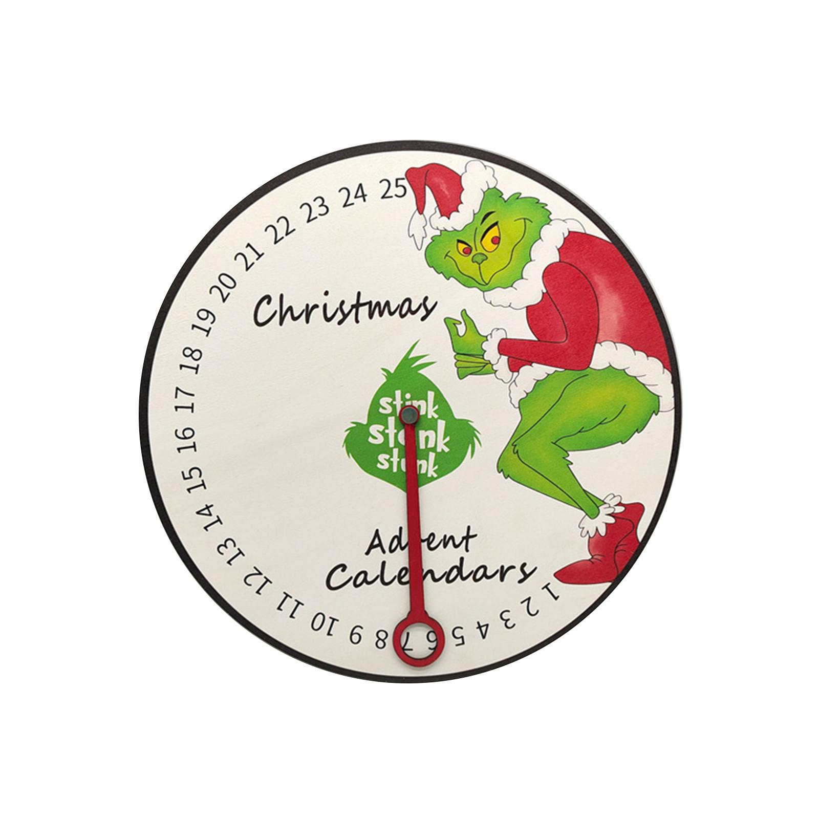 

Round Countdown Calendar with Rotating Pointer for Holiday Decoration Featuring Festive Character Design and Numbered Date Markings for Seasonal Use
