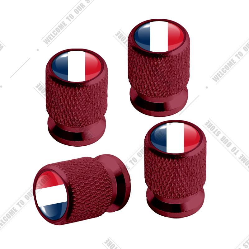 Cqdjvy1 Auto CNC Aluminium Duitsland Italië Frankrijk Driekleurige Vlag Embleem Voor Citroen Peugeot Fiat Kia 4 stuks Bandenventiel Luchtpoort Stuurpen Afdekdoppen