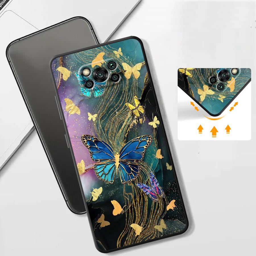 Case for Xiaomi Poco F8 M3 M4 M7 Pro X3 X4 X5 X7 Pro C71 C75 C50 C61 M5 F1 F3 Funda Phone Cover Marble Flower