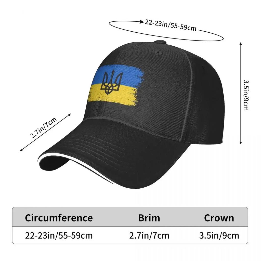 Ukraine Ukrainian National Flag Baseball Caps Casual Sandwich Caps Unisex Polyester Headwear Workouts