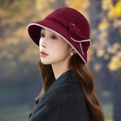 Sladká Univerzální Krajková Mašle Rybářská Čepice Podzimní a Zimní Ležérní Univerzální Teplá Čepice Outdoorové Cestování Elegantní Klobouk Typu Kbelík Korejská