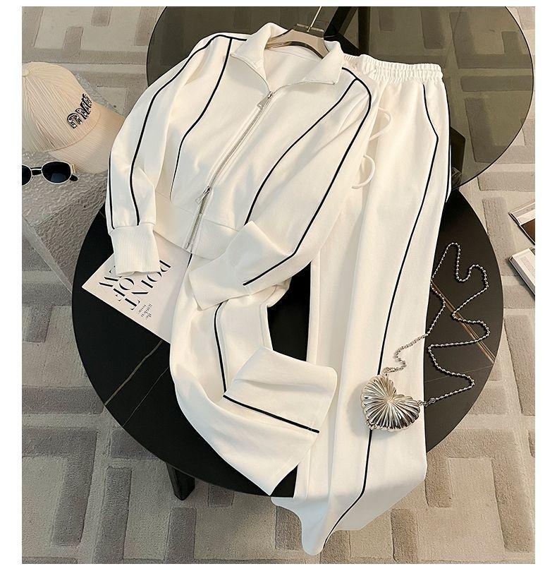 

Женский осенний комплект кардиган и брюки палаццо - спортивный повседневный костюм-двойка L чёрный