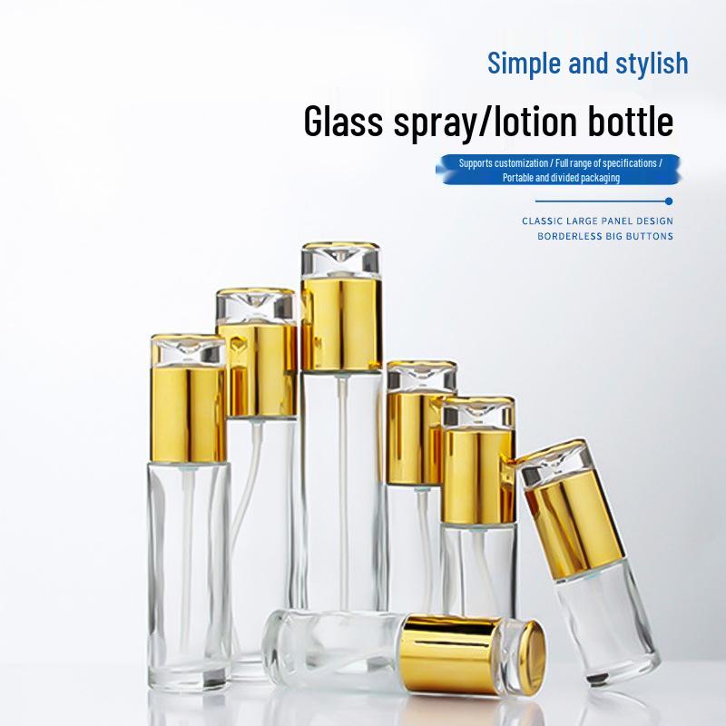 

Portable Refillable Glass Cosmetic Bottle for Lotion or Cream with Press Spray 20ml Lotion; Transparent Glass
