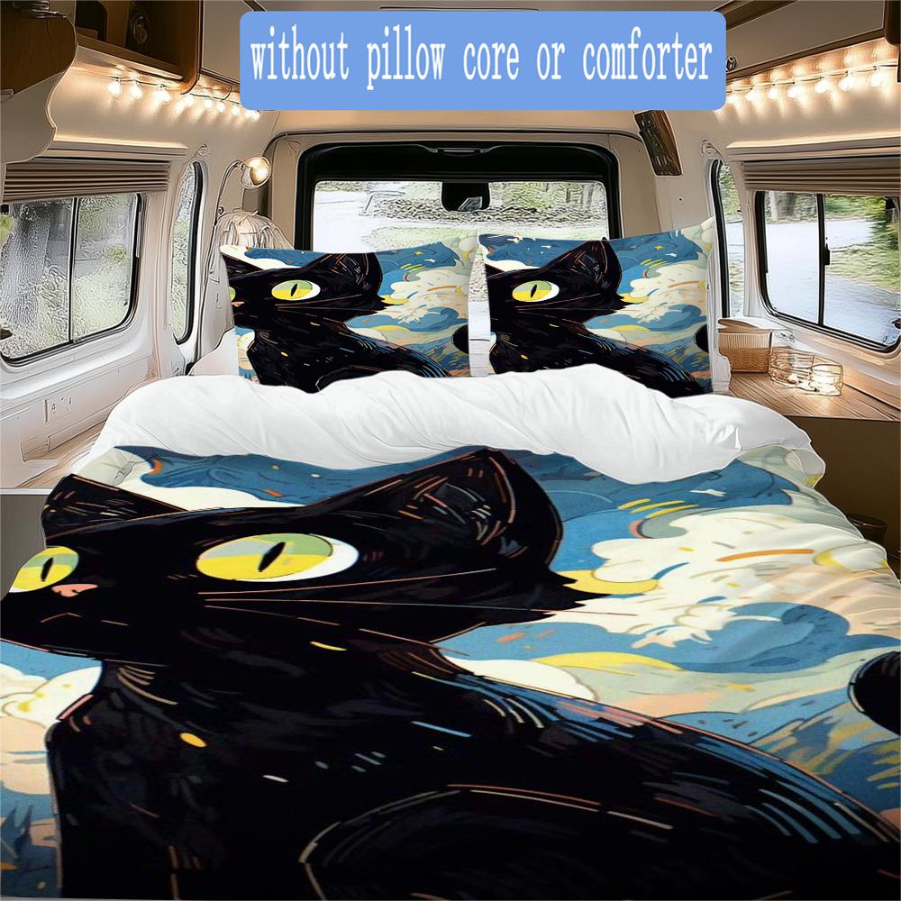 Cat art Pattern Bedding,Quilt Set Quilt Cover Pillowcase Home Birthday Gift (1*duvet cover+2*pillowcase,without core)ZSJT0917311