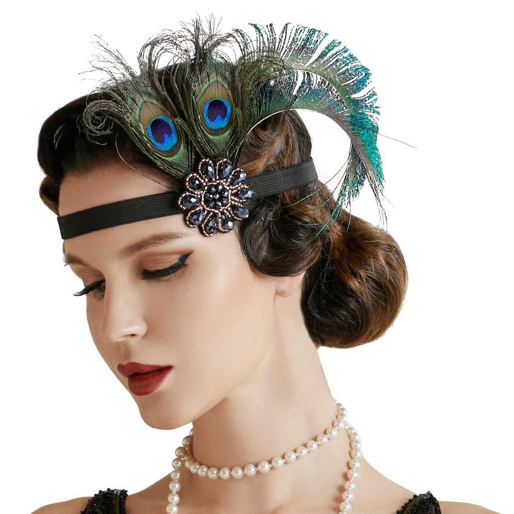 Feather Hair Accessory for Halloween Wedding Photography 1920s Gatsby Ball Party Performance Year End Meeting Headband