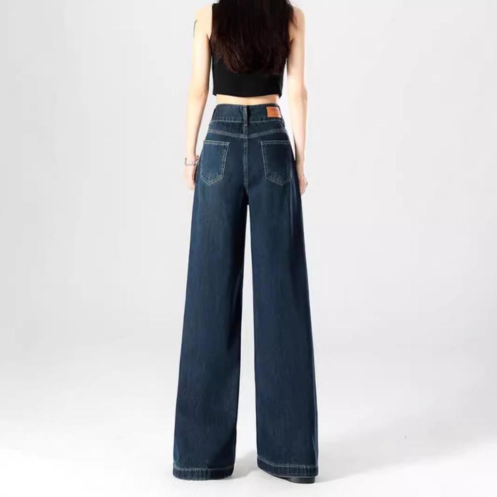 Otoño 2025 Jeans Retro de Cintura Alta hasta el Suelo de Pierna Ancha para Mujer