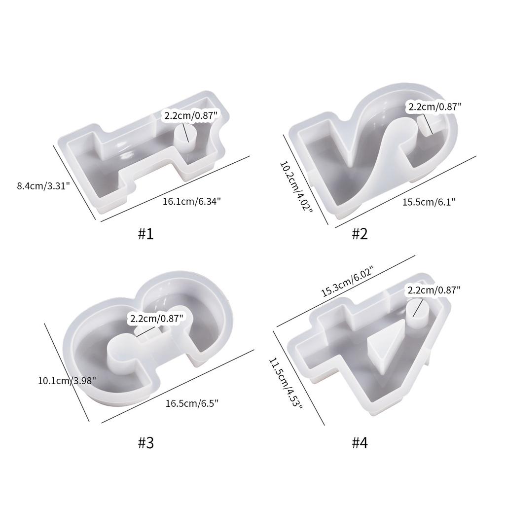 Crystal Epoxy Resin Mold Geometric Numbers Candlestick Mould DIY Candle Holder Home Decor Cement Plaster Silicone Molds