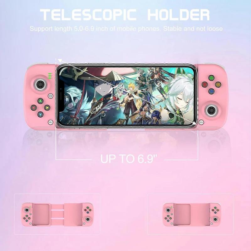 D3 Telescopic Game Controller Joystick Bluetooth-Compatible5.0 for PUBG (Pink)