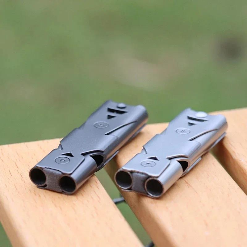 150DB Podwójna Rurka Wysokiej Częstotliwości Wysokotonowy Gwizdek Survivalowy Zewnętrzny Ratowniczy Stalowy Metalowy Akcesoria Survie Narzędzie Turystyczne Podróżne