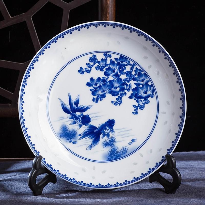 Piatto da cena in porcellana blu e bianca cinese da 8 pollici Piatto ceramico vintage con drago Stoviglie da cucina Vassoio per alimenti per la casa