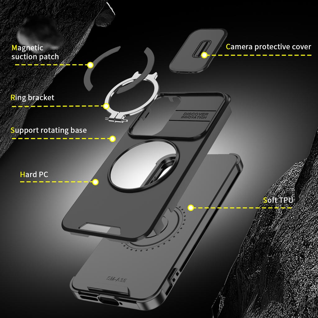 For SamsungGalaxy A55 A54 A35 A25 A23 A15 A14 A13 A05 A04S A05S 360 Degree Rotating Magnetic Bracket Camera Protection PhoneCase