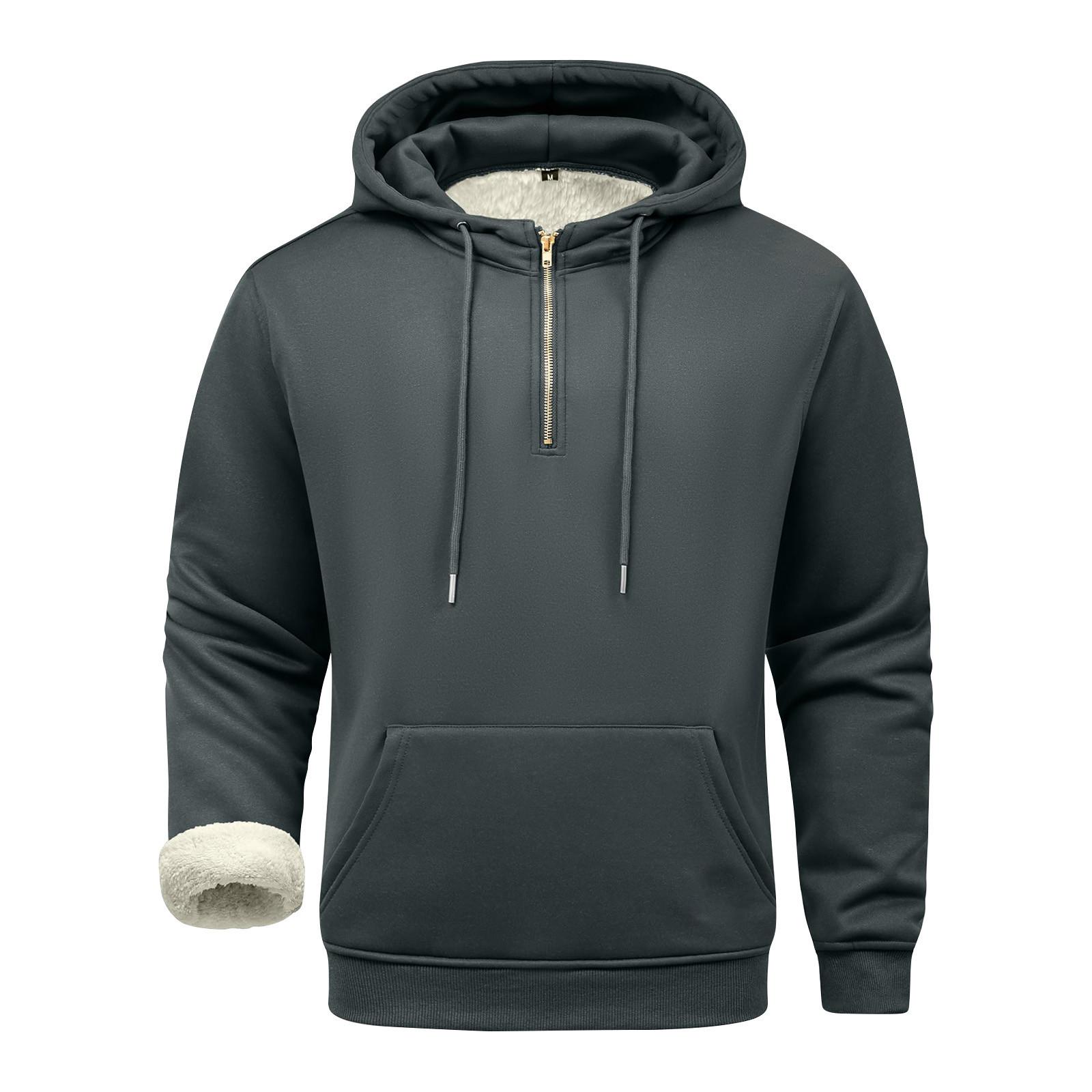 

Men s Solid Color Half-Zip Fleece Hoodie Men s Sports Large Size Casual Fleece Hoodie XL