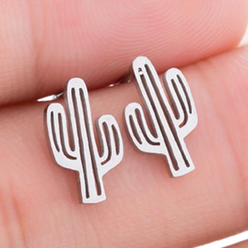 SMJEL Summer Cherry Earrings Ladies Stainless Steel Fruit Stud Earrings Small Watermelon Apple Pineapple Unique Zircon Gift