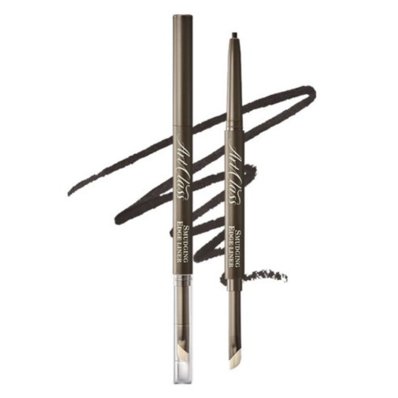 Too Cool For School Artclass Smudging Edge Liner 4 Colors | Slim Smudge Eyeliner with Blending Brush 01 Mute Black 1pcs