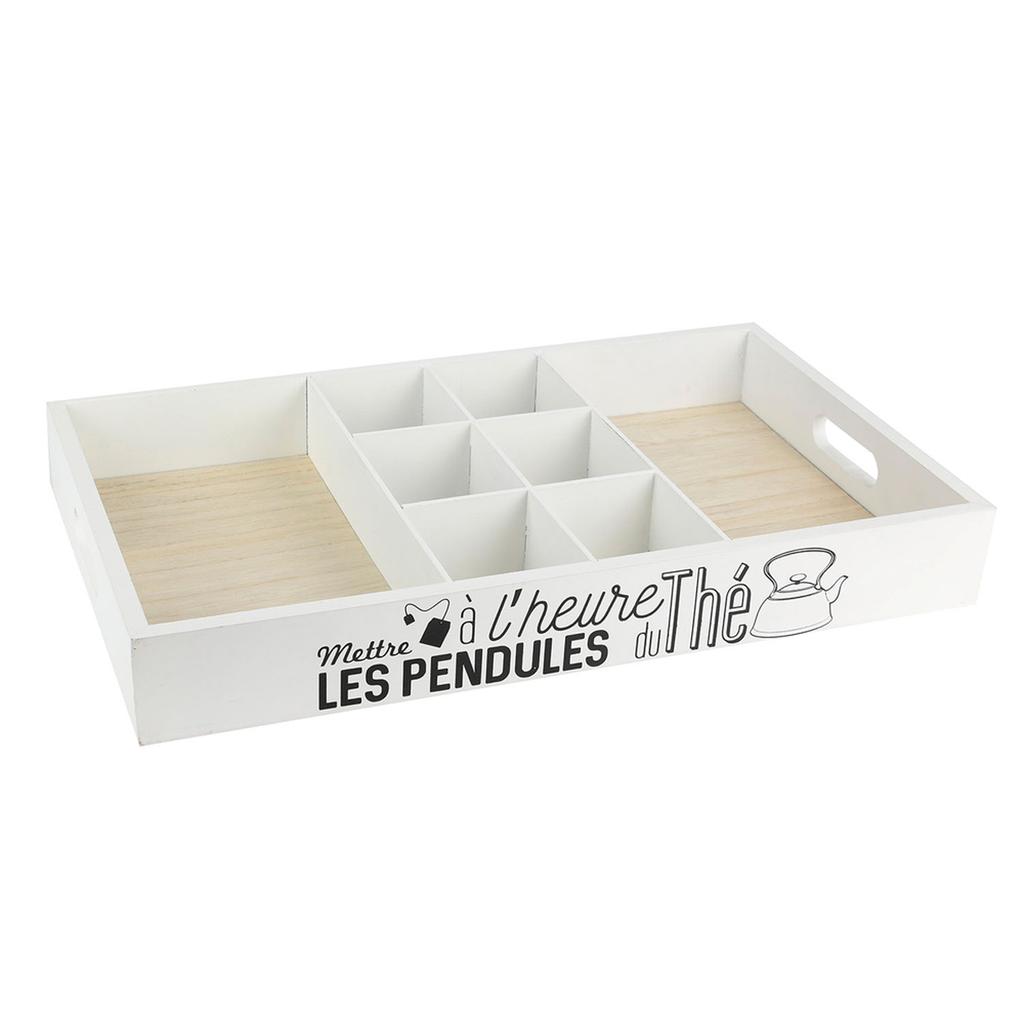 Les Trésors De Lily [A2298] - Beige 'Heure Du Thé' Wooden Serving Tray - 40x24x5 Cm
