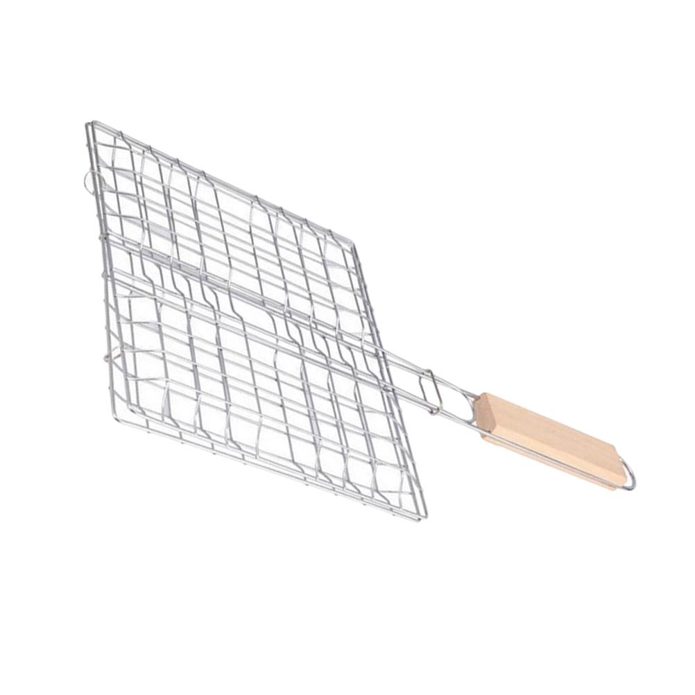 BBQ Net Grilled Fish Clip Basket Kitchen Barbecue Rack Stainless Steel Outdoor Portable