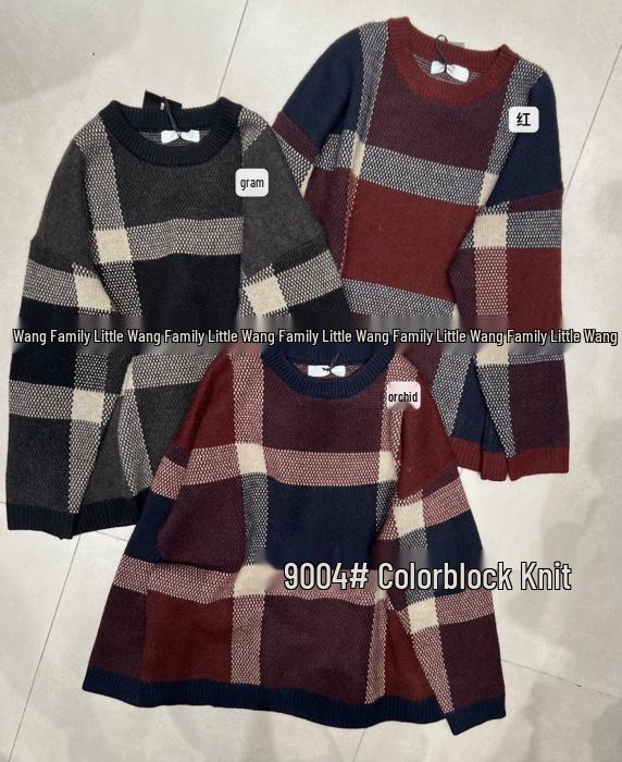 

Повседневный свитер большого размера Xiao Wang 9004 в корейском стиле, свободный, с круглым вырезом и асимметричным низом One Size красный