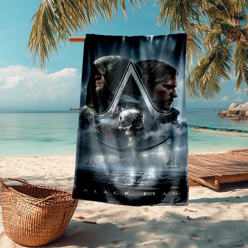 Ultra-weiches Strandtuch mit Assassin's Creed-Thema, Ideal für Pool - Camping, Tauchen - Perfekter Reisebegleiter, Lebendiges Strandtuch.