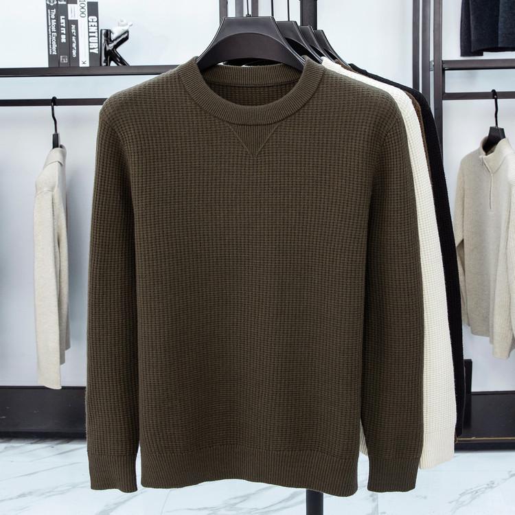 Men s Trendy Knitted Sweater: Fashionable, Loose, Casual, Versatile Round Neck Pullover for Autumn and Winter 3XL армия зеленый